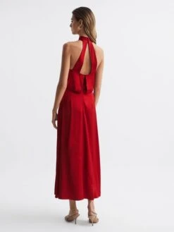 Reiss Lornie Halter Maxi Dress, Red -EleganceWear Store reiss lornie halter maxi dress red1
