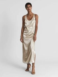 Reiss Lottie Metallic Maxi Dress, Gold