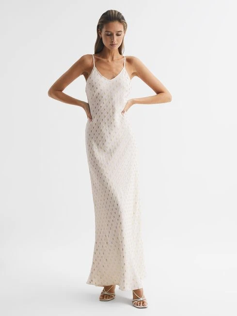 Reiss Louisa Metallic Maxi Dress, White/Gold 2 Reiss Louisa Metallic Maxi Dress, White/Gold - Image 2
