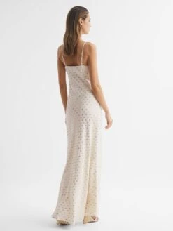 Reiss Louisa Metallic Maxi Dress, White/Gold 5 Reiss Louisa Metallic Maxi Dress, White/Gold -EleganceWear Store reiss louisa metallic maxi dress white gold1