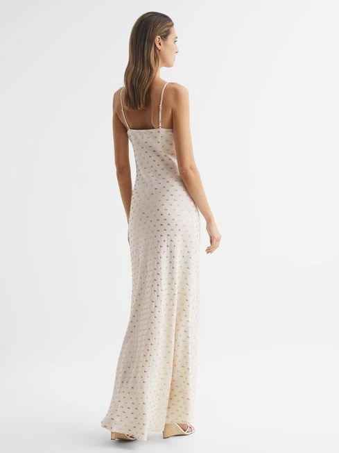 Reiss Louisa Metallic Maxi Dress, White/Gold 3 Reiss Louisa Metallic Maxi Dress, White/Gold - Image 3