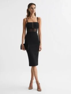 Reiss Luisa Knitted Bodycon Dress, Black