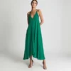 Reiss Mabel Plunge Neck Maxi Dress, Green
