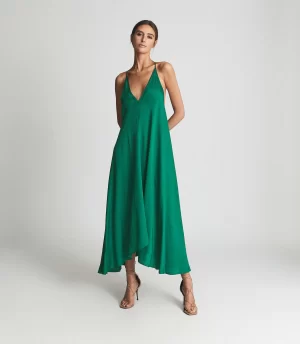 Reiss Mabel Plunge Neck Maxi Dress, Green 1 Reiss Mabel Plunge Neck Maxi Dress, Green