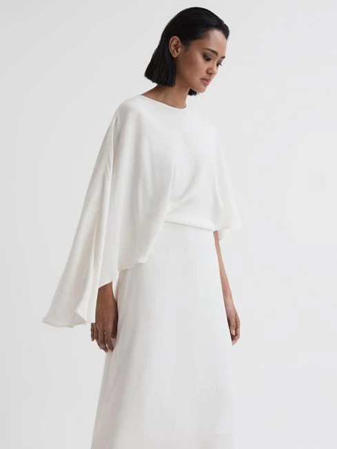Reiss Naomi Cape Sleeve Asymmetric Maxi Dress, Ivory 1 Reiss Naomi Cape Sleeve Asymmetric Maxi Dress, Ivory