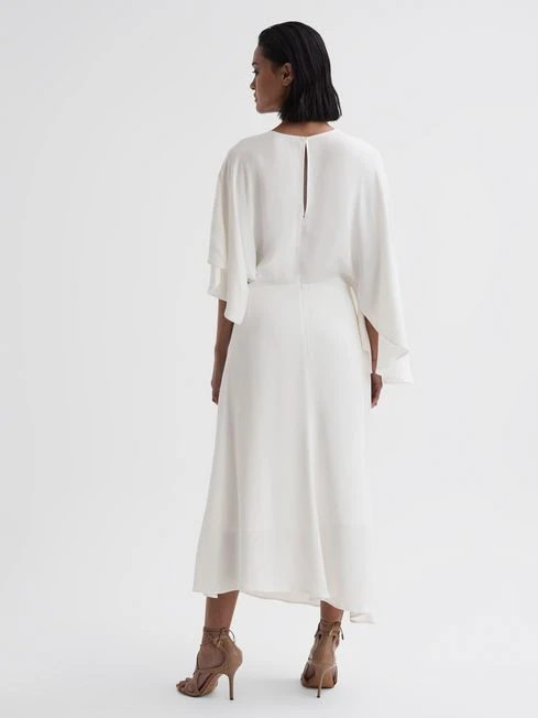 Reiss Naomi Cape Sleeve Asymmetric Maxi Dress, Ivory 2 Reiss Naomi Cape Sleeve Asymmetric Maxi Dress, Ivory - Image 2