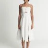 Reiss NELLIE Embroidered Front Halterneck Midi Dress, White
