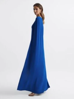 Reiss Nina Cape One Shoulder Maxi Dress, Cobalt Blue -EleganceWear Store reiss nina cape one shoulder maxi dress cobalt blue1
