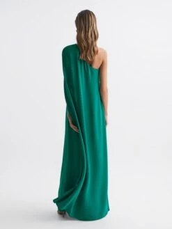 Reiss Nina Cape One Shoulder Maxi Dress, Green 3 Reiss Nina Cape One Shoulder Maxi Dress, Green -EleganceWear Store reiss nina cape one shoulder maxi dress green1