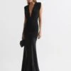 Reiss Noa Plunge V-Neck Sleeveless Maxi Dress, Black