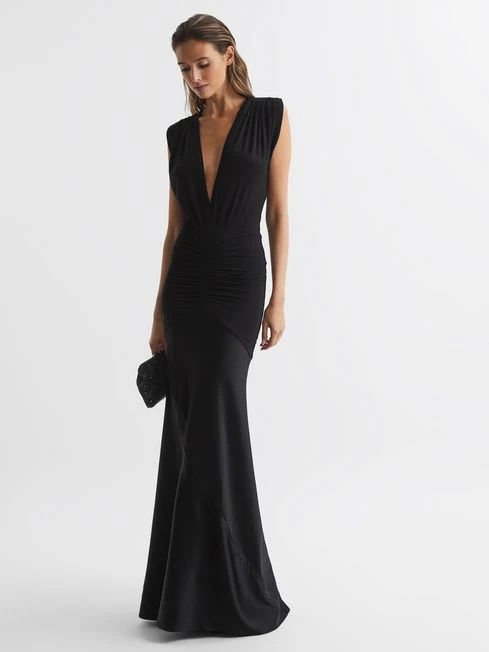 Reiss Noa Plunge V-Neck Sleeveless Maxi Dress, Black 1 Reiss Noa Plunge V-Neck Sleeveless Maxi Dress, Black
