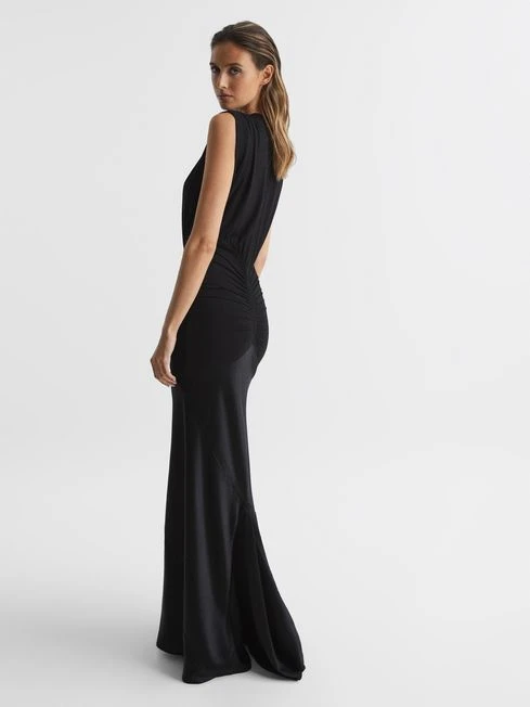 Reiss Noa Plunge V-Neck Sleeveless Maxi Dress, Black 2 Reiss Noa Plunge V-Neck Sleeveless Maxi Dress, Black - Image 2