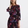 Reiss Paulina Fitted Floral Print Mini Dress, Black/Multi