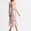 Reiss Pippa Floral Print Midi Dress, Pink/Multi
