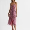 Reiss Pippa Floral Printed Midi Dress, Pink/Multi