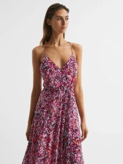 Reiss Pippa Floral Printed Midi Dress, Pink/Multi -EleganceWear Store reiss pippa floral printed midi dress pink multi1