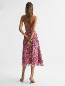 Reiss Pippa Floral Printed Midi Dress, Pink/Multi -EleganceWear Store reiss pippa floral printed midi dress pink multi3