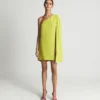 Reiss Samantha Cape-One Shoulder Mini Dress, Lime Green