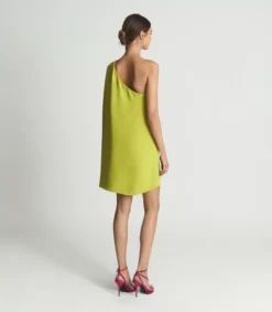 Reiss Samantha Cape-One Shoulder Mini Dress, Lime Green -EleganceWear Store reiss samantha cape one shoulder mini dress lime green1 e1643668648536