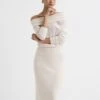 Reiss Sutton Off Shoulder Knitted Dress, Off White