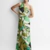 Reiss TIina Jungle Print One Shoulder Maxi Dress, Green/Multi