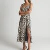 Reiss Yanna Print Split Midi Dress, Navy/Nude