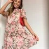 ASOS River Island Floral Tiered Mini Smock Dress In Pink/multi
