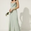 Coast Oasis Cowl Double Strap Midi Dress, Sage Green