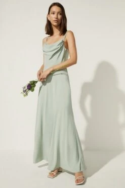 Coast Oasis Cowl Double Strap Midi Dress, Sage Green