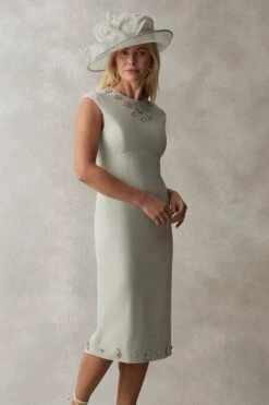 Coast Jewel Embellished Pencil Dress, Sage Green