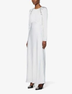 Self Portrait Crystal-embellished Crepe Maxi Bridal Dress, White