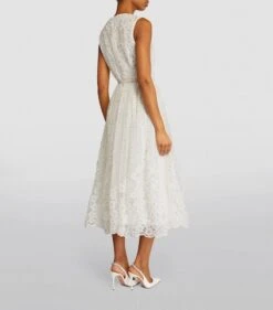 SELF PORTRAIT SELF-PORTRAIT Embellished Bridal Midi Dress, White -EleganceWear Store self portrait embellished bridal midi dress white1