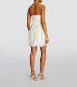 SELF PORTRAIT SELF-PORTRAIT Embellished Strapless Mini Bridal Dress, White -EleganceWear Store self portrait embellished strapless mini bridal dress white1 copy
