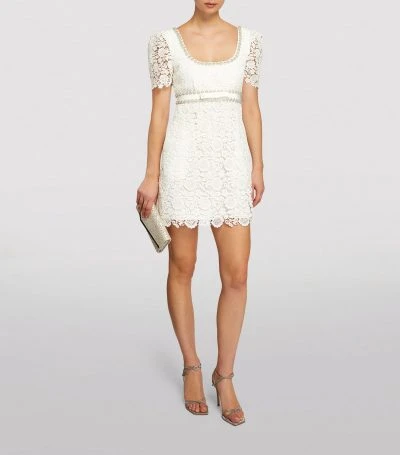 Self Portrait Lace Guipure Mini Dress, White 1 Self Portrait Lace Guipure Mini Dress, White