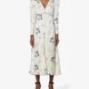 Self Portrait Vintage Floral-print Crepe Midi Dress, Ivory/multi