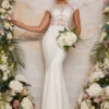 Chi Chi Sheer Floral Lace Wedding Dress In White