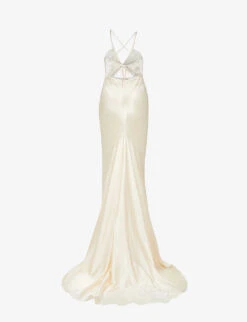 Shona Joy La Lune Satin Midi Dress, Cream -EleganceWear Store shona joy la lune satin midi dress cream1