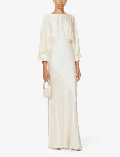 Shona Joy Shona La Lune Open-back Natural Wood-blend Midi Dress, Cream -EleganceWear Store shona la lune open back natural wood blend midi dress cream