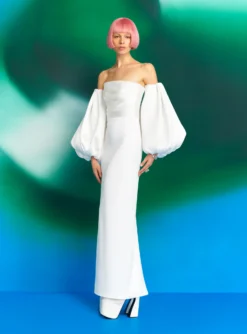 SOLACE LONDON Carmen Off-the-shoulder Maxi Dress, Ivory