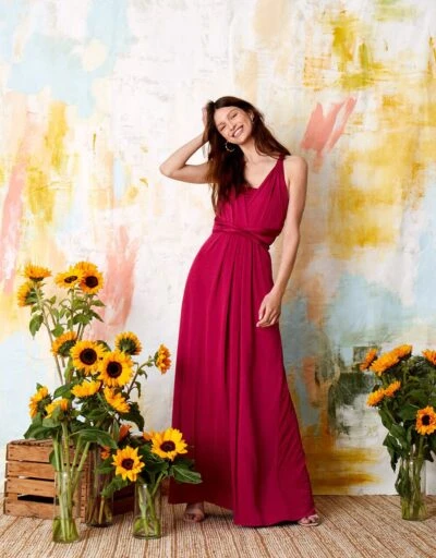 Monsoon Tallulah Multi Tie Bridesmaid Maxi Dress, Red/Burgundy 1 Monsoon Tallulah Multi Tie Bridesmaid Maxi Dress, Red/Burgundy