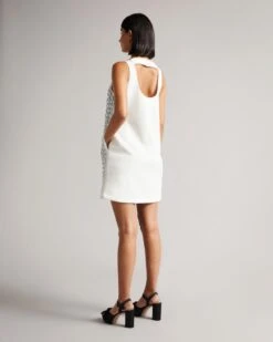 Ted Baker ALEXIAN Embellished Mini Dress, Silver -EleganceWear Store ted baker alexian embellished mini dress silver1