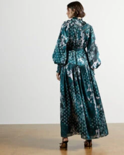 Ted Baker ANAFIA Trapeze Maxi Dress Smocked Neck Detail, Teal/White -EleganceWear Store ted baker anafia trapeze maxi dress smocked neck detail blue teal white1 e1607093726344