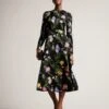 Ted Baker Arianya Blouson Sleeve Floral Midi Dress, Black/Multi