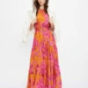 Ted Baker Bambia Tiered Relaxed Maxi Dress, Yellow/Pink