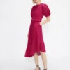 Ted Baker BELLLAA Puff Sleeve Midi Broderie Dress, Deep Pink