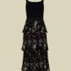 Ted Baker BETEE Elderflower Tiered Midi Dress, Black/White