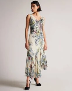 Ted Baker Cadenza MIB Floral Sheer Dress, Natural/Multi