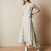 Ted Baker COHLINE Spotted Dip Hem Maxi Dress, Ivory/Black