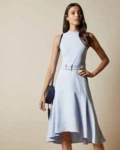 Ted Baker CORVALA Sleeveless Midi Dress, Light Blue