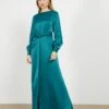 Ted Baker DAISEEY Twist Waist Long Sleeve Maxi Dress, Teal Green/Blue